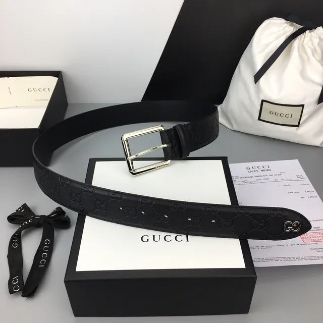 Gucci Ophidia Embossed GG Monogram Black Leather Belt 4