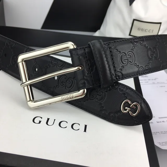 Gucci Ophidia Embossed GG Monogram Black Leather Belt 5