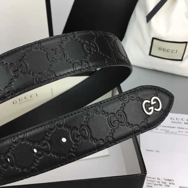 Gucci Ophidia Embossed GG Monogram Black Leather Belt 7