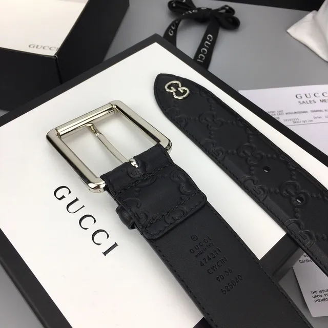 Gucci Ophidia Embossed GG Monogram Black Leather Belt 8