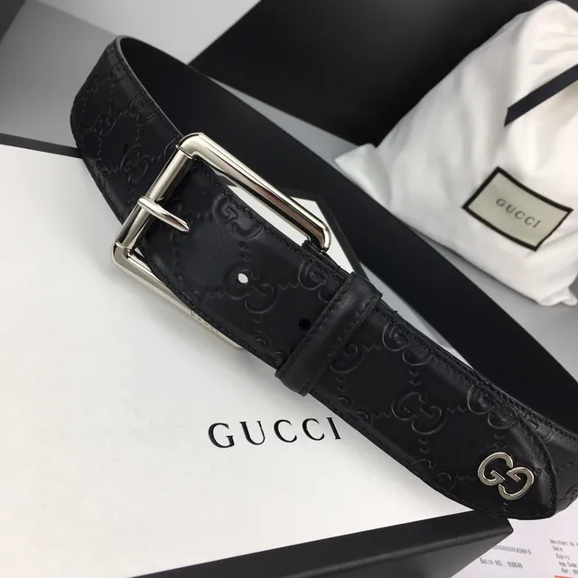 Gucci Ophidia Embossed GG Monogram Black Leather Belt 9