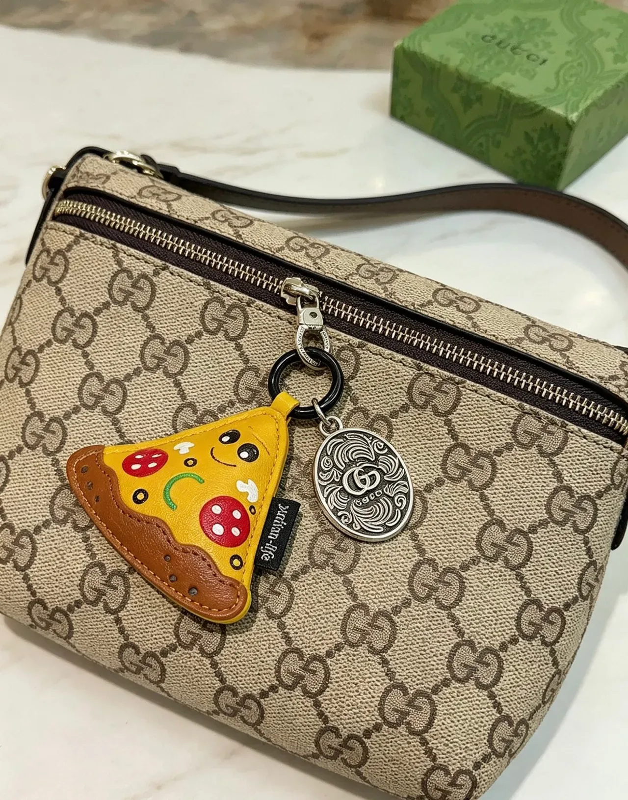Gucci Ophidia Mini Chain Bag Beige Brown GG Monogram Canvas Handbag 8