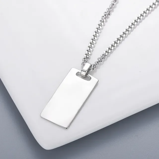 Gucci Rectangular Ribbed Logo Pendant Necklace 2