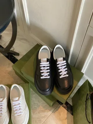 Gucci Rhyton Black Perforated Leather Lifestyle Sneakers 5