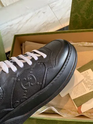 Gucci Rhyton Black Perforated Leather Lifestyle Sneakers 7