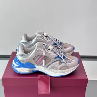 Gucci Rhyton فضي رمادي أزرق سميك حذاء رياضي