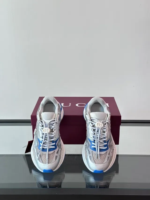 Gucci Rhyton Silver Gray Blue Chunky Sneakers 4