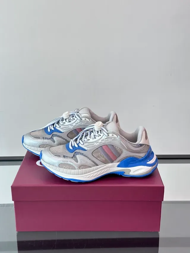 Gucci Rhyton Silver Gray Blue Chunky Sneakers 5