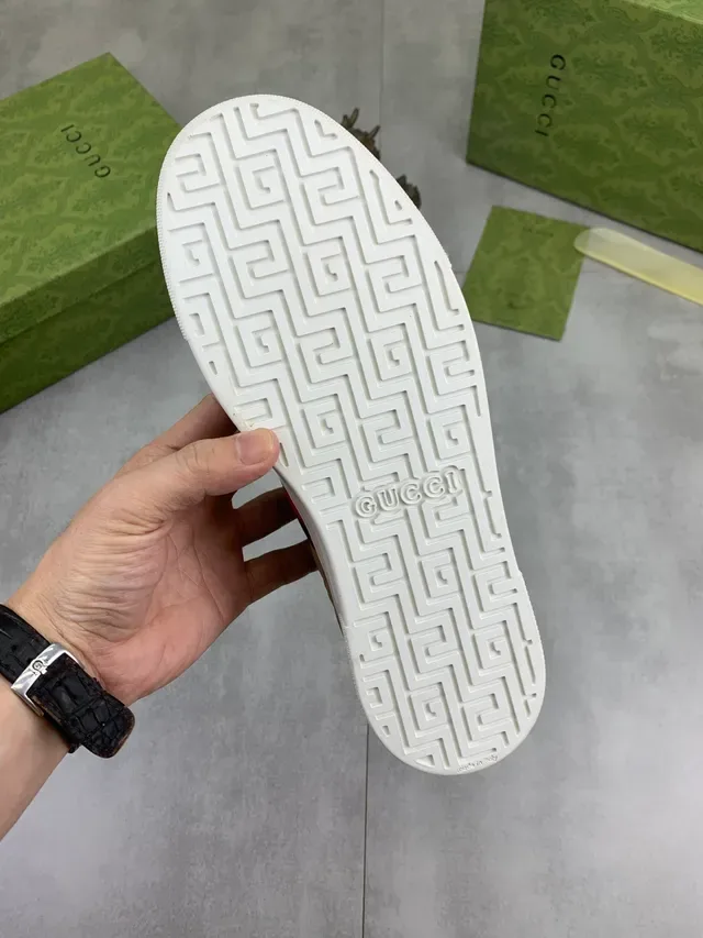 Gucci Screener Beige and Taupe Web Stripe Lifestyle Sneakers 3