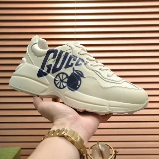 Gucci Screener بيج نافي أوفر سايزد سول جلد أبير كانكي سنيكرز