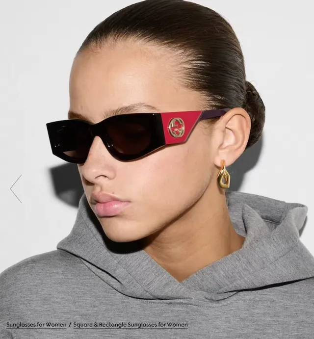 Gucci Screener Lunettes de Soleil en Acétate Noir et Rouge 2