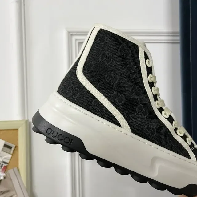 Gucci Screener Black and White Monogram Canvas Lifestyle Sneakers 5