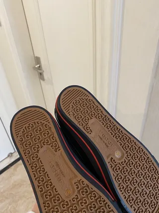 Gucci Screener Black Red Leather Hook-and-Loop Strap Loafer 2