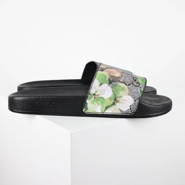 Gucci Screener Floral Print Black Slippers 3
