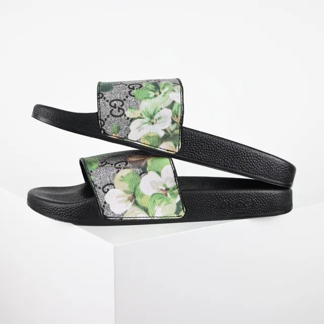 Gucci Screener Floral Print Black Slippers 4