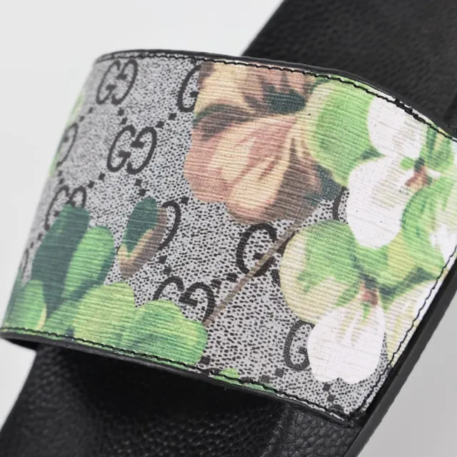 Gucci Screener Floral Print Black Slippers 7