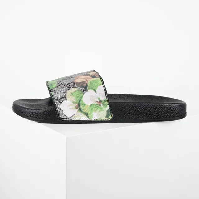 Gucci Screener Floral Print Black Slippers 10