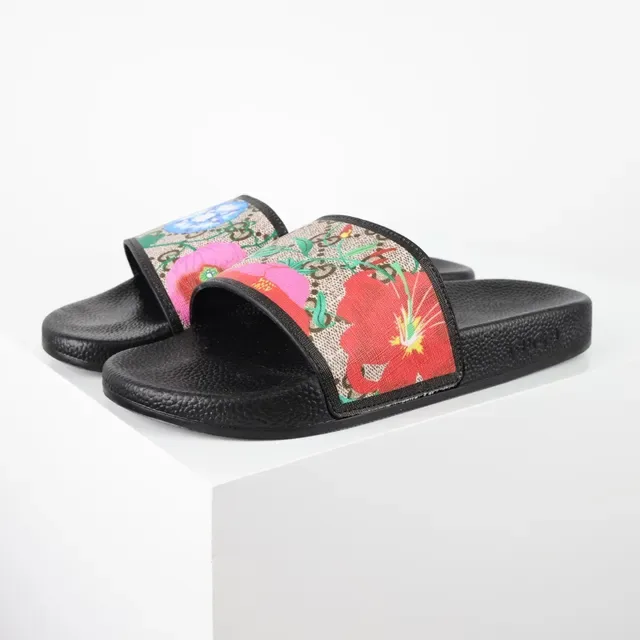 Gucci Screener نعال كانفاس مطبوعة زهور 2