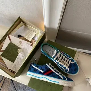 Gucci Screener GG Monogram Blue Web Stripe Lifestyle Sneakers