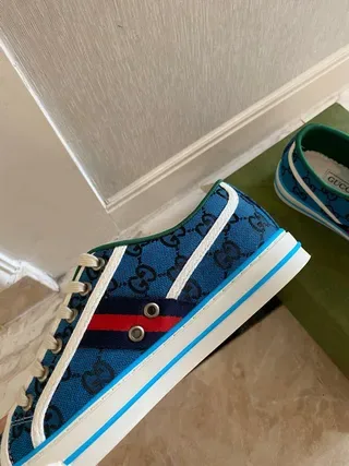 Gucci Screener GG Monogram Blue Web Stripe Lifestyle Sneakers 2