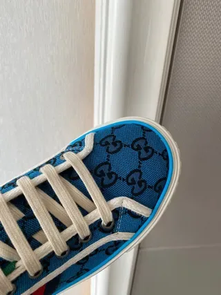 Gucci Screener GG Monogram Blue Web Stripe Lifestyle Sneakers 5