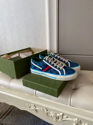 Gucci Screener GG Monogram Blue Web Stripe Lifestyle Sneakers 7