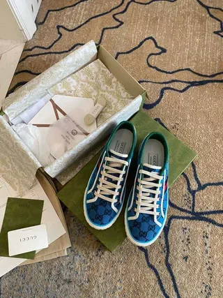 Gucci Screener GG Monogram Blue Web Stripe Lifestyle Sneakers 9