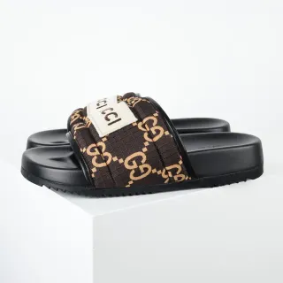 Gucci Screener GG Supreme Brown and Black Slippers
