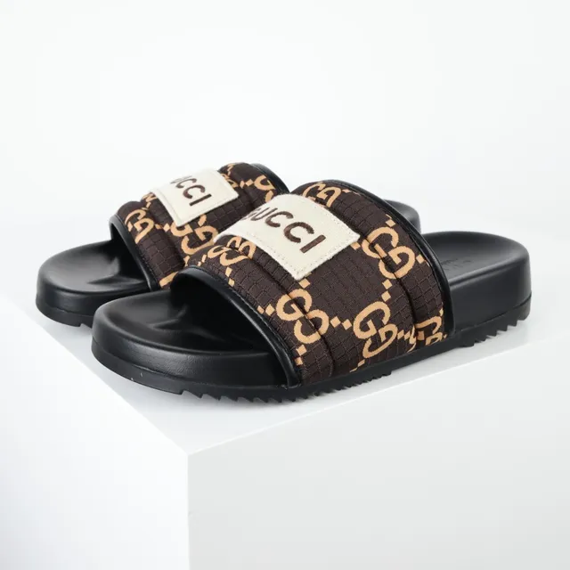 Gucci Screener GG Supreme Brown and Black Slippers 2