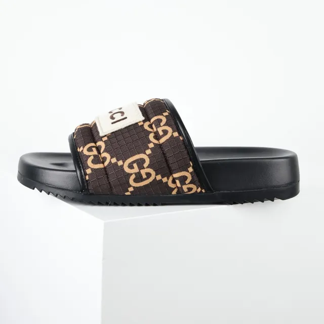 Gucci Screener GG Supreme Brown and Black Slippers 9