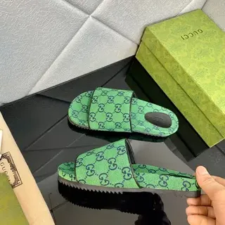 Gucci Screener Green GG Monogram Slippers
