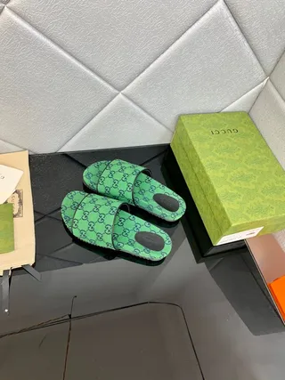 Gucci Screener Green GG Monogram Slippers 4