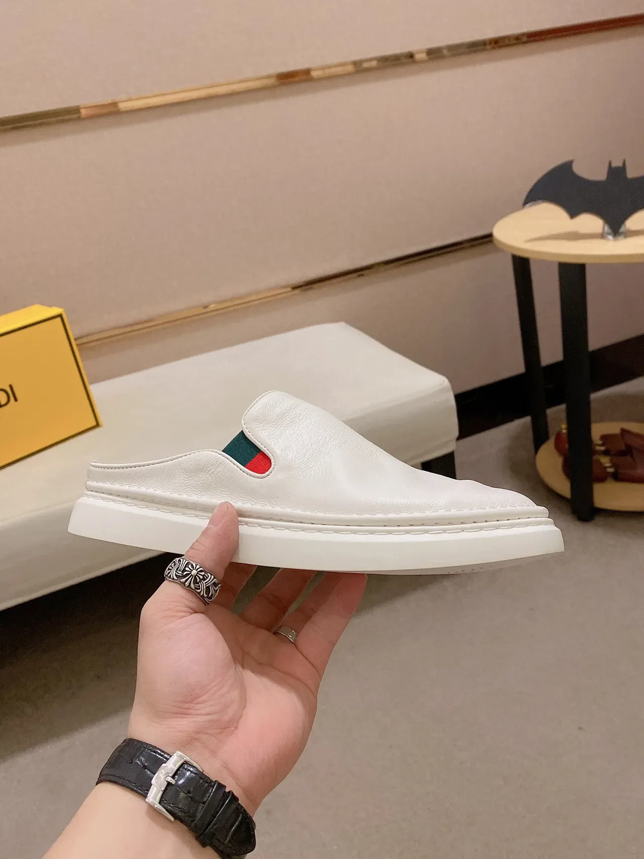 Mules Gucci Screener Blanc Rouge Vert Web 8