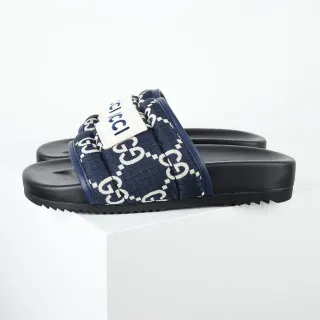 Gucci Screener नेवी GG Monogram चप्पल