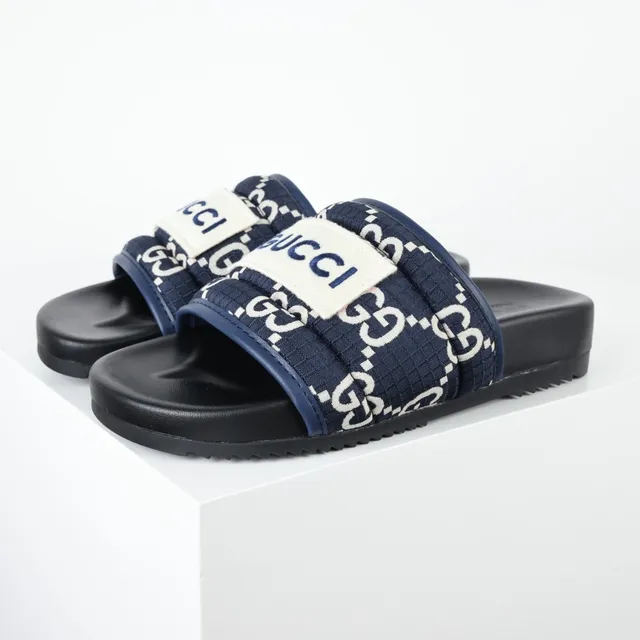 Gucci Screener Navy GG Monogram Slippers 2