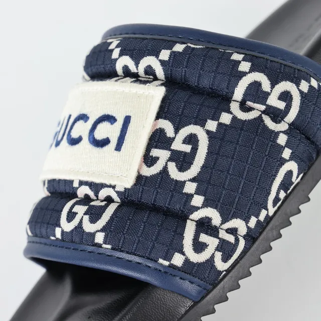 Gucci Screener Navy GG Monogram Slippers 6