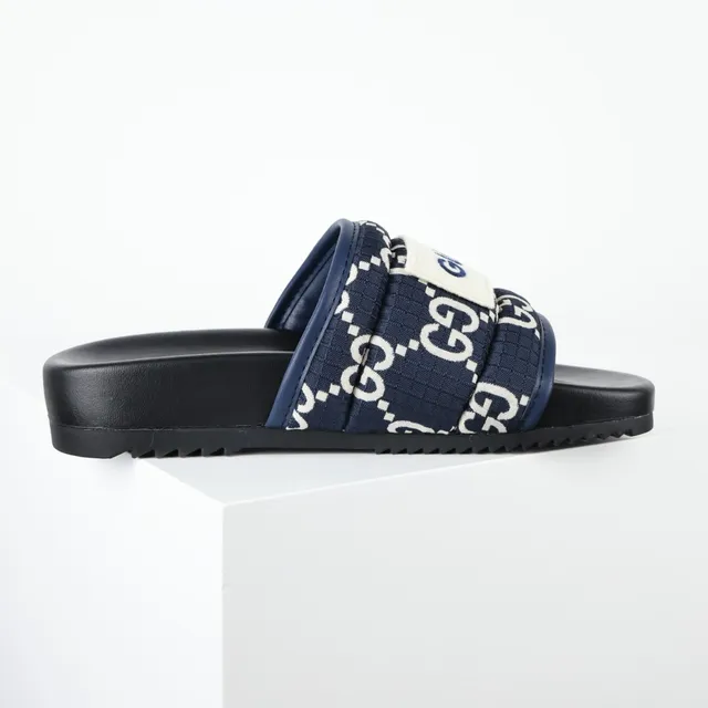 Gucci Screener Navy GG Monogram Slippers 7