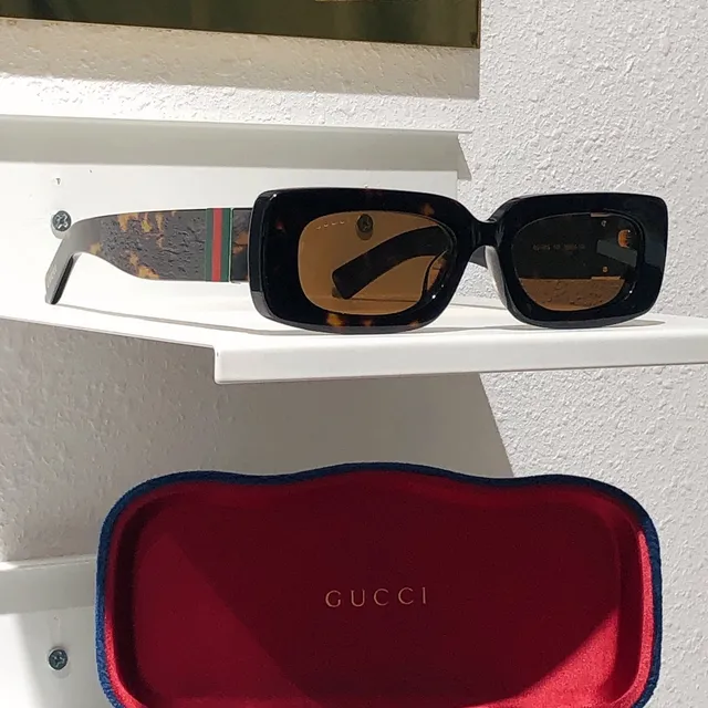 Gucci Screener Rectangular Web Stripe Sunglasses 8