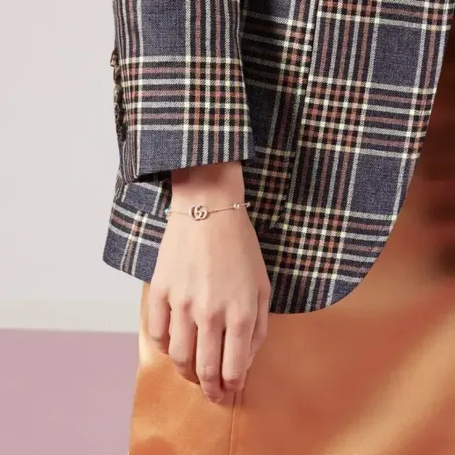 Gucci Silver Blue Chain Interlocking GG Logo Bracelet 2