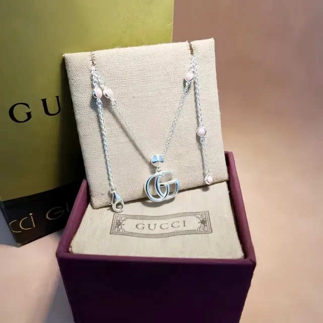 Gucci Silver Blue Chain Interlocking GG Logo Bracelet 8