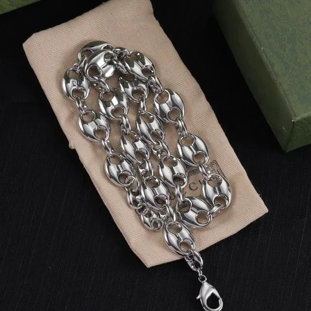 Gucci Silver Polished Oval-Link Chain Necklace 4