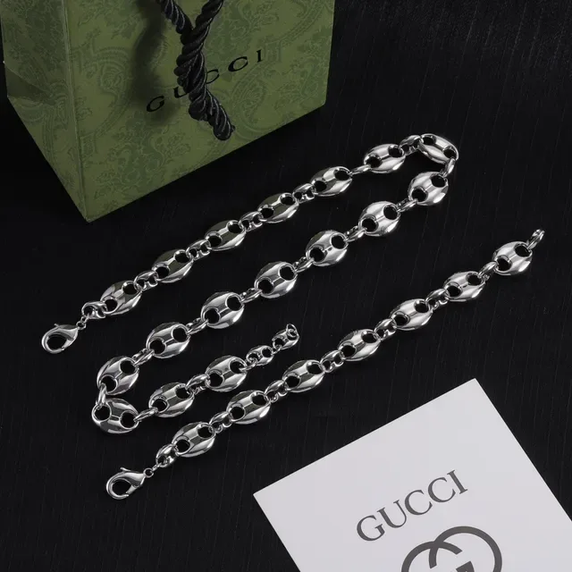 Gucci Silver Polished Oval-Link Chain Necklace 7