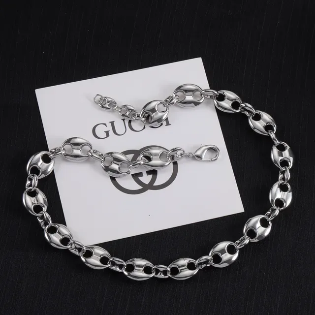 Gucci Silver Polished Oval-Link Chain Necklace 8