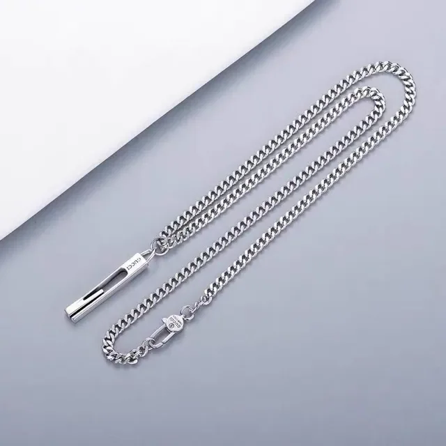 Gucci Silver Rectangular Bar Pendant Necklace 2