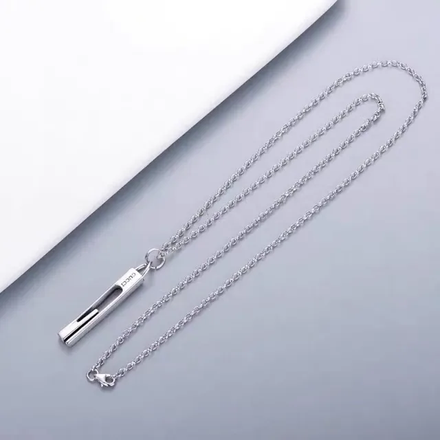 Gucci Silver Rectangular Bar Pendant Necklace 6