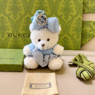 Gucci Teddy Bear White Blue Plush Light Knit Sweater Handbag