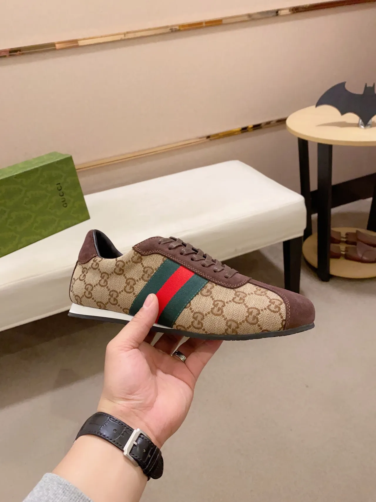 Gucci Tennis 1977 Beige Brown Green Red Lifestyle Sneakers 4