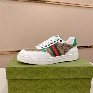 Gucci Tennis 1977 Beige GG Canvas and White Leather Lifestyle Sneakers