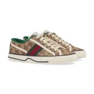 Gucci Tennis 1977 Beige GG Supreme Canvas Web Stripe Lifestyle Sneakers