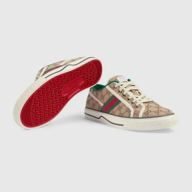 Gucci Tennis 1977 Beige GG Supreme Canvas Web Stripe Lifestyle Sneakers 2